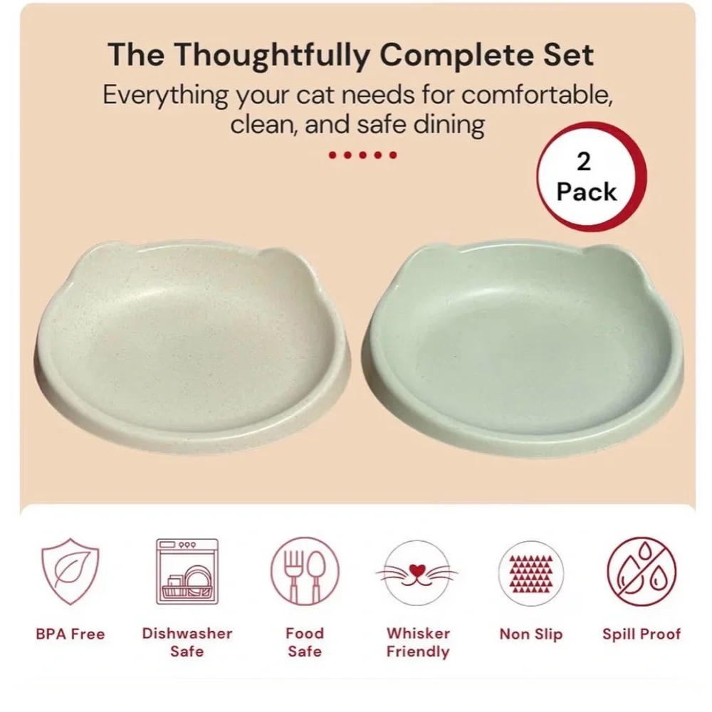 2 new anti-whisker fatigue cat food bowls by 7 Ruby Road
